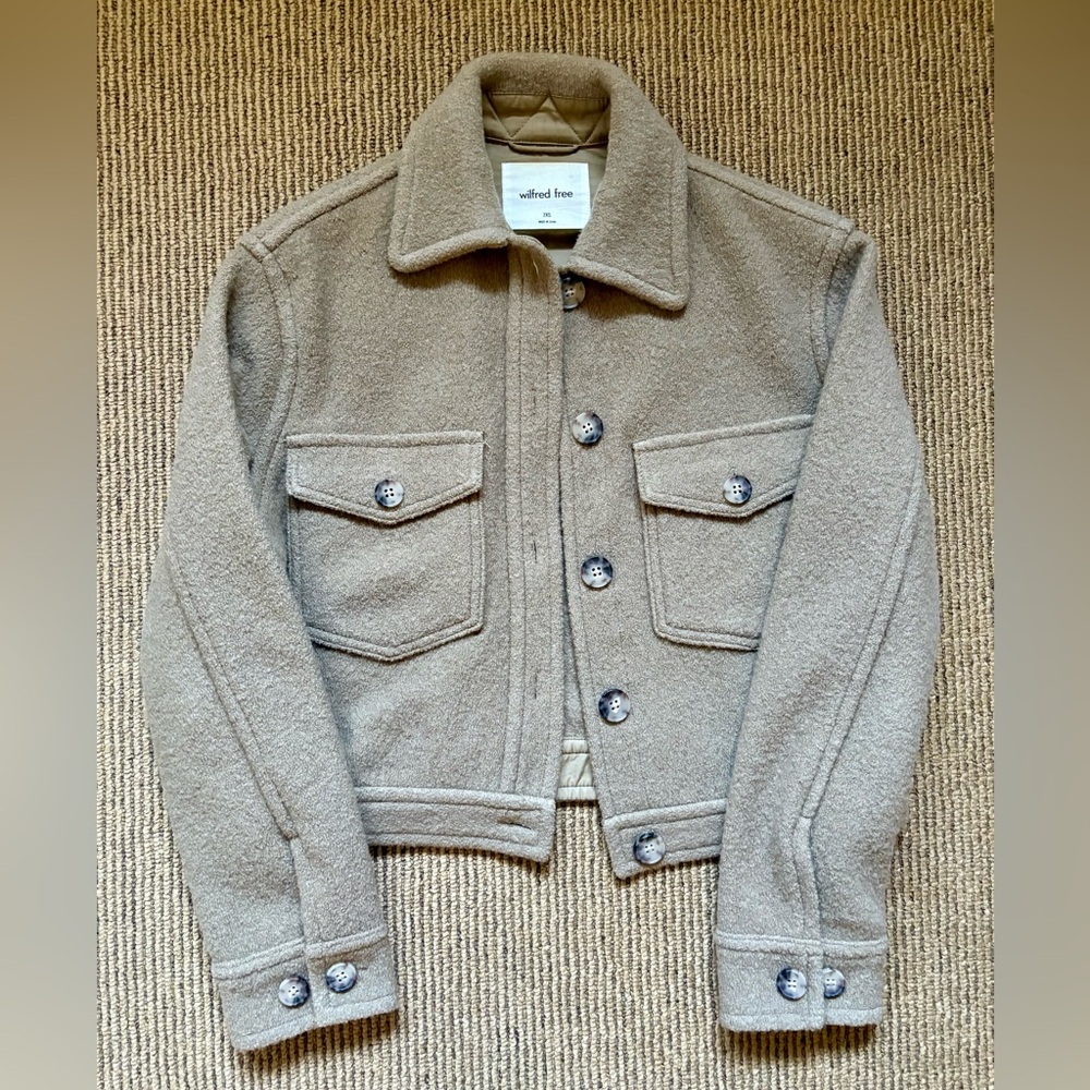 Aritzia Wilfred Free Tan Wool Coat